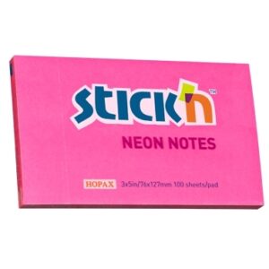 Lipnūs lapeliai Stick´N 21169, 76x127mm, 100 lapelių, neoninės rožinės spalvos