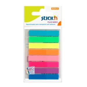 Plastikiniai žymekliai Stick´N 21401, 45x8mm, 8 neoninės spalvos po 20 vnt., blisteryje