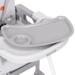 Vaikiška maitinimo kėdutė 3-in-1 su dvigubu padėklu ir 5 taškų saugos diržais, pilka ECOTOYS - Image 4