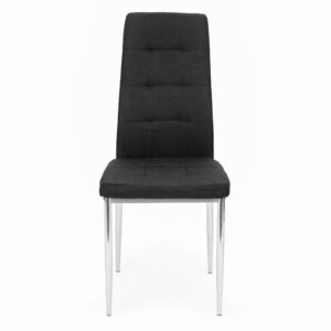 Set of 4 chairs for the living room and dining room, simple quilted chair, chrome legs, black - Image 4