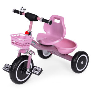 Tricycle with non-slip grips, bell, basket, pink, ECOTOYS - Image 4