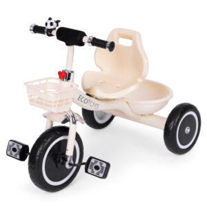 Tricycle with non-slip grips, bell, basket, beige, ECOTOYS - Image 4