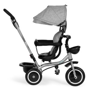 2-in-1 tricycle stroller, swivel seat, foldable canopy, gray, ECOTOYS - Image 4
