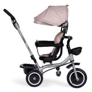 2-in-1 tricycle stroller, swivel seat, foldable canopy, beige, ECOTOYS - Image 4