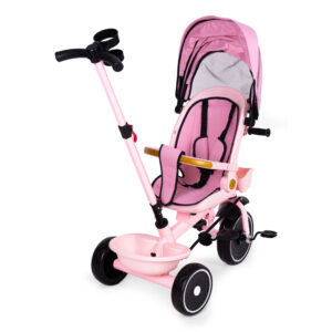 Pink Tricycle for Kids Stroller with Rotating Seat Push Handle ECOTOYS - Image 4