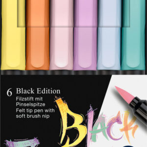 Teptukiniai rašikliai Faber-Castell Black Edition, pastelinių 6 spalvų