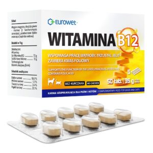 EUROWET Vitamin B12 - papildai šunims ir katėms - 50 tablečių