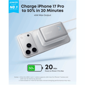 Anker Nano Power Bank 45W with Built-In Retractable USB-C Cable | A1638H21 | 10000 mAh | White - Image 4