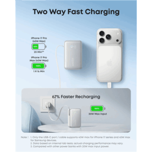 Anker Nano Power Bank 45W with Built-In Retractable USB-C Cable | A1638H21 | 10000 mAh | White - Image 7