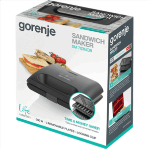 Gorenje | Sandwich maker | SM703GCB | 700 W | Number of plates 3 | Number of pastry 2 | Black - Image 6
