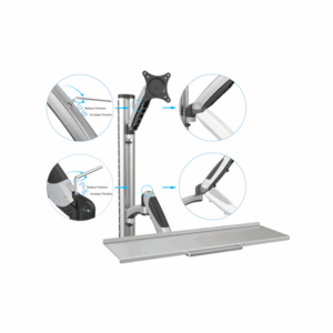 Digitus | Wall mount | Workstation | Adjustable Height, Tilt, Swivel | 27 " | Maximum weight (capacity) 6 kg | Silver - Image 2