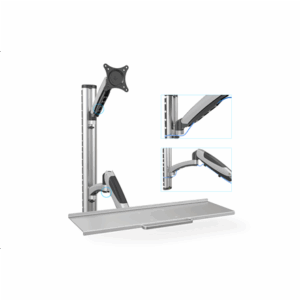 Digitus | Wall mount | Workstation | Adjustable Height, Tilt, Swivel | 27 " | Maximum weight (capacity) 6 kg | Silver - Image 4