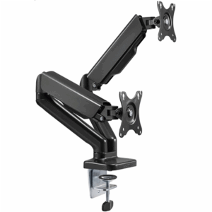 Goobay Desk Mount | Double Monitor Mount with Gas Spring | Swivel, Tilt, Rotation | 17-32 " | Maximum weight (capacity) 9 kg | Black - Image 2