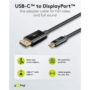 Goobay USB-C to DisplayPort Cable 4K at 60 Hz, 1 m | 75704 - Image 4