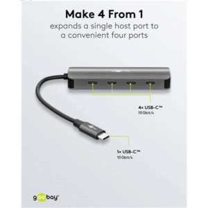 Goobay Slim 4-Port USB-Hub, USB-C auf USB-C, 10 Gbit/s, Grey | 76565 - Image 5