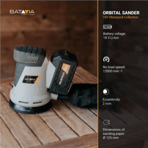 Batavia B.V. 18V Cordless Orbital Sander 125mm; Compact and balanced design for precise sanding - Image 6
