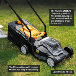 Batavia B.V. 18V Cordless Lawn Mower, 32 cm, Without battery and charger | Mowing Area 200 m² - Image 3