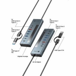 Raidsonic 9-in-1 hub with Power Delivery and Type-C/Type-A host connection | IB-HUB1743-CPD - Image 2