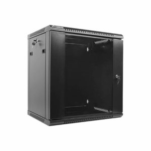 Lanberg | Rack cabinet 19" wall-mount 12U/600x450 (flat pack) with glass door | WF01-6412-10B | Black - Image 2