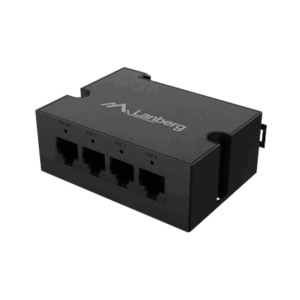 Lanberg Switch PoE Extender 1xIn 3xOut Fast Ethernet Din Rail at 30W metal clips | DIN-FE4-AT-30W - Image 1