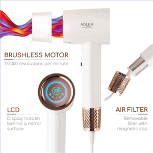 Adler Hair Dryer | SUPERSPEED AD 2272 | 1800 W | Number of temperature settings 3 | Ionic function | White - Image 11