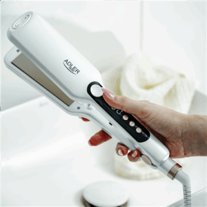 Adler Hair Straightener - Wide | AD 2325 | Ceramic heating system | Display LCD | Temperature (min) 150 °C | Temperature (max) 210 °C | Number of heating levels 7 | 120 W | White - Image 8
