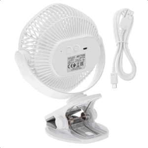 Adler Rechargeable fan with clip | AD 7335 | Table Fan | 6 W | Diameter 12.7 cm | Number of speeds 3 | Oscillation | White - Image 4