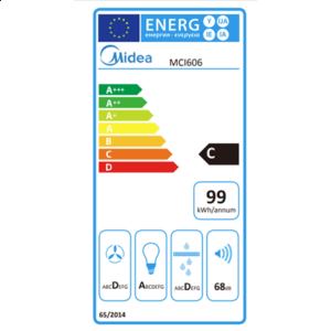 Midea Hood | MCI606 | Built-in | Energy efficiency class C | Width 52 cm | 610 m³/h | Mechanical | LED | Stainless steel - Image 2