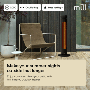 Mill Outdoor Heater | CBOC20FLOOR | Infrared Heater | 2000 W | Black - Image 4