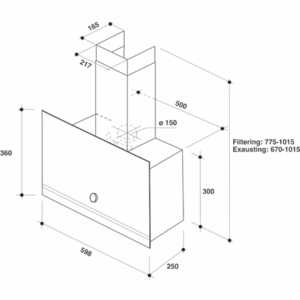Whirlpool Hood | WHVA 62F LM K | Wall mounted | Energy efficiency class A | Width 59.8 cm | 485 m³/h | Mechanical | LED | Black - Image 3