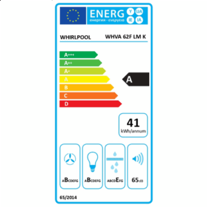 Whirlpool Hood | WHVA 62F LM K | Wall mounted | Energy efficiency class A | Width 59.8 cm | 485 m³/h | Mechanical | LED | Black - Image 4