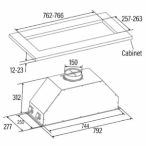 CATA | Hood | GT-PLUS 75 X /M | Canopy | Energy efficiency class C | Width 79.2 cm | 645 m³/h | Mechanical control | EcoLed | Stainless Steel - Image 3