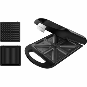 Cecotec Sandwich Maker | Rock'nToast Family 3in1 | 1500 W | Number of plates 3 | Black
