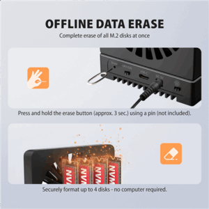AXAGON ADSA-M2C44 USB4 docking station for 4x M.2 NVMe SSDs with disk cloning function without a PC - Image 9