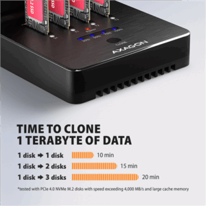 AXAGON ADSA-M2C44 USB4 docking station for 4x M.2 NVMe SSDs with disk cloning function without a PC - Image 12