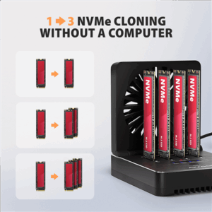 AXAGON ADSA-M2C44 USB4 docking station for 4x M.2 NVMe SSDs with disk cloning function without a PC - Image 5