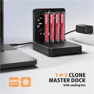AXAGON ADSA-M2C44 USB4 docking station for 4x M.2 NVMe SSDs with disk cloning function without a PC - Image 8