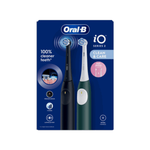 Oral-B Electric Toothbrush, Duo pack | iO2 Series | Rechargeable | For adults | Number of brush heads included 2 | Number of teeth brushing modes 3 | Night Black and Green Forest - Image 3