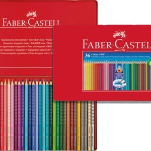 Spalvoti pieštukai Faber-Castell GRIP 2001, 36 spalvų, metalinėje dėžutėje