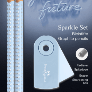 Pieštukas Faber-Castell Sparkle, 2 pieštukai + trintukas + drožtukas, melsvos spalvos