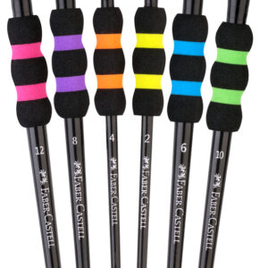 Teptukų rinkinys Faber-Castell soft touch juodi, 6 vnt./pak. (Nr. 2, 4, 6, 8, 10, 12) - Image 3