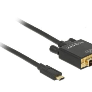 DeLOCK 2m, USB-C/DVI 24+1 USB ekrano adapteris 3840 x 2160 pikseliai Juoda - Image 1