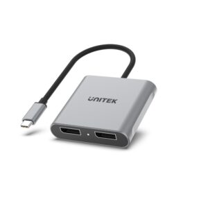 UNITEK V1404A vaizdo kabelio adapteris 0,15 m C tipo USB 2 x DisplayPort Pilka