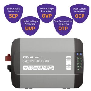 Qoltec 51917 Išmanusis „Monolith“ įkroviklis LiFePO4 AGM GEL SLA akumuliatoriams | 70A | 12V - Image 3