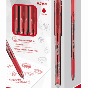 Gelinis rašiklis Keyroad 0.7mm, ištrinamas, raudonos spalvos