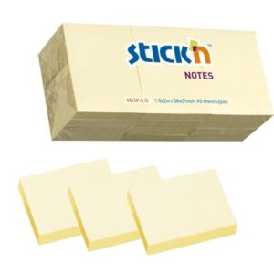 Lipnūs lapeliai Stick´N 21530, 38x51mm, 12x100 lapelių, geltonos spalvos
