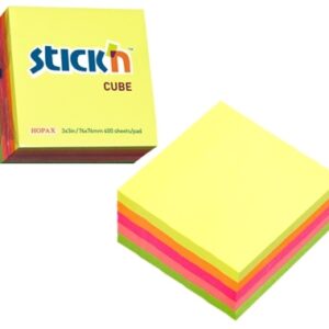 Lipnūs lapeliai Stick´N 21012, 76x76mm, 400 lapelių, įvairių ryškių spalvų