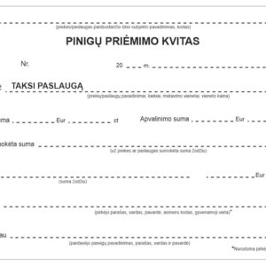 Pinigų priėmimo kvitai Taksi A7 SC 50 komplektų