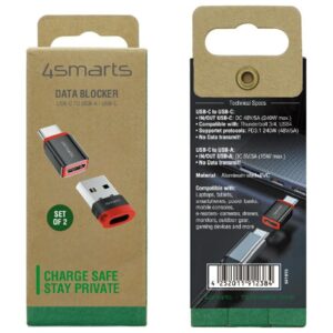 Adapteris 4smarts Data Blocker USB-C to USB-A/USB-C black 2pcs - Image 4