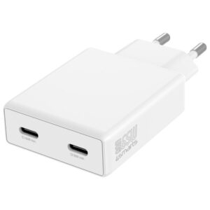 Laidinis įkroviklis 4smarts PDPlug Slim Dual 65W GaN 2xUSB-C baltos spalvos - Image 1